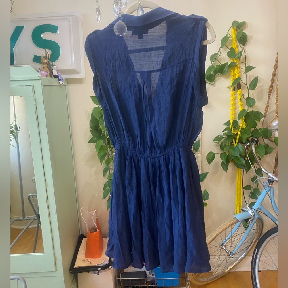 Double Zero Navy Sleeveless Button Front Shirt Dr… - image 6